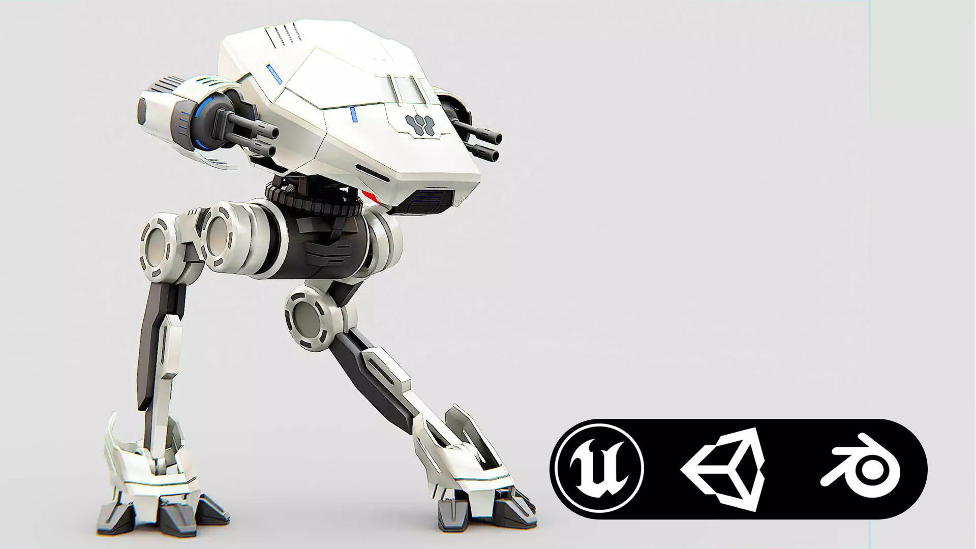COMBAT DROID S-50 Rigged for Unreal Engine - Unity - MIXAMO  3D model_0