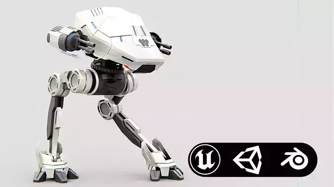 COMBAT DROID S-50 Rigged for Unreal Engine - Unity - MIXAMO  3D model