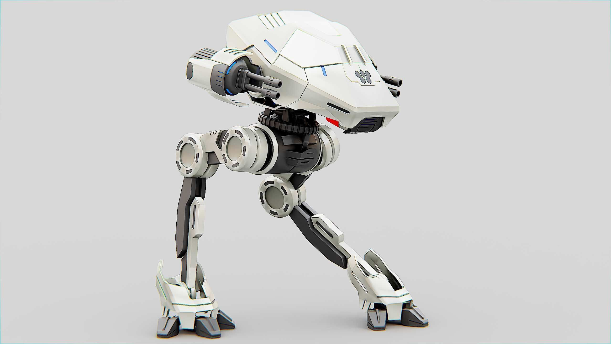 COMBAT DROID S-50 Rigged for Unreal Engine - Unity - MIXAMO  3D model_21