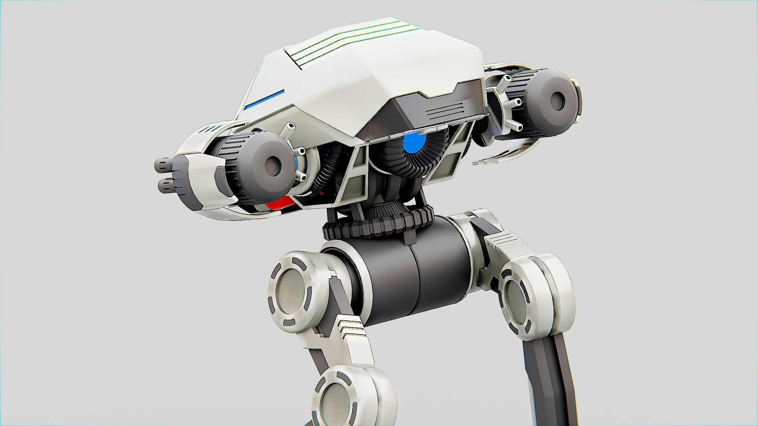 COMBAT DROID S-50 Rigged for Unreal Engine - Unity - MIXAMO  3D model_25