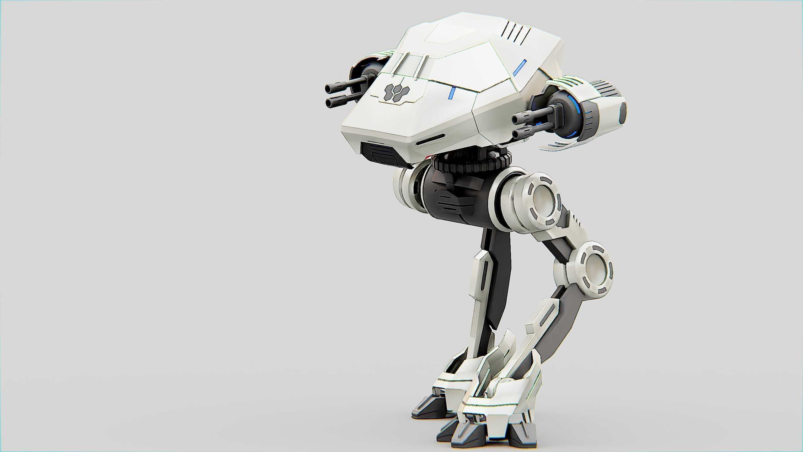 COMBAT DROID S-50 Rigged for Unreal Engine - Unity - MIXAMO  3D model_3