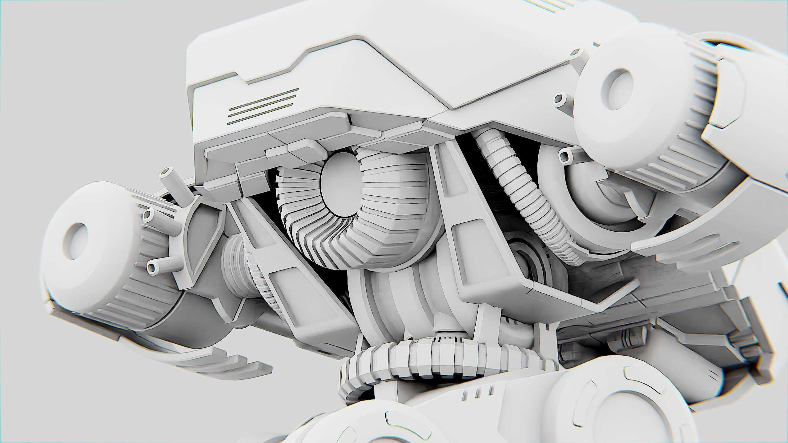 COMBAT DROID S-50 Rigged for Unreal Engine - Unity - MIXAMO  3D model_36