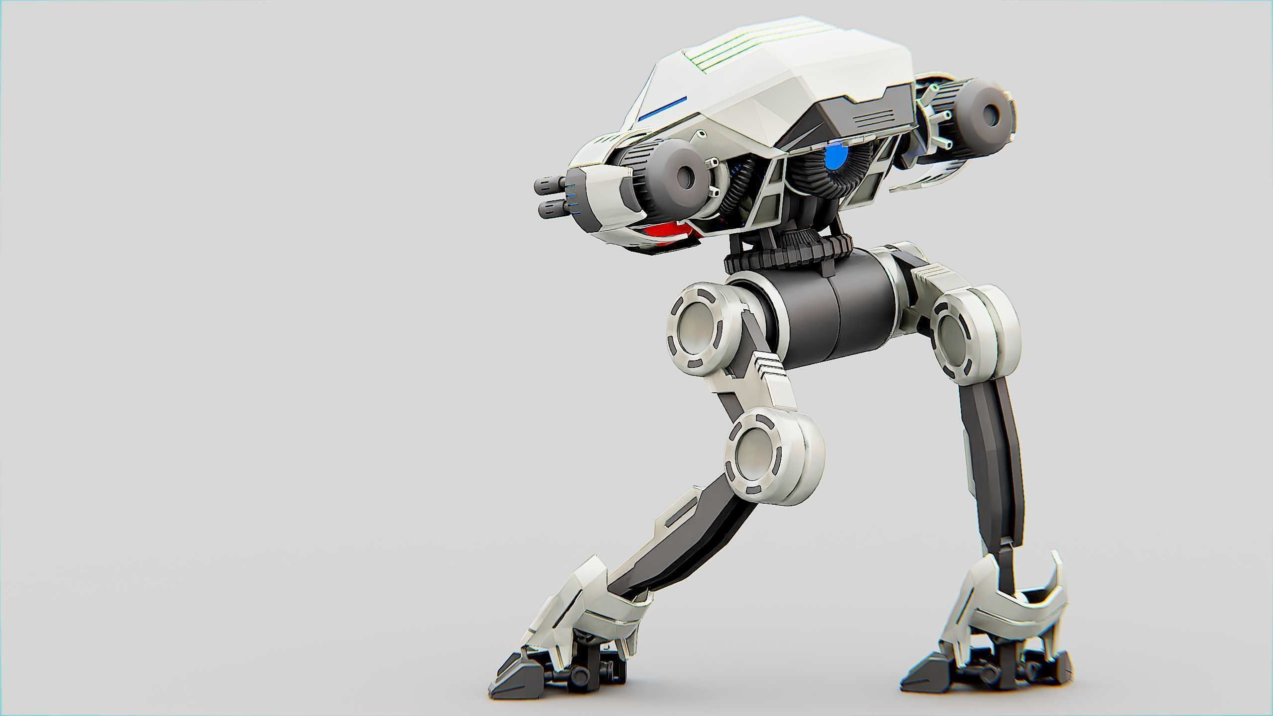 COMBAT DROID S-50 Rigged for Unreal Engine - Unity - MIXAMO  3D model_10