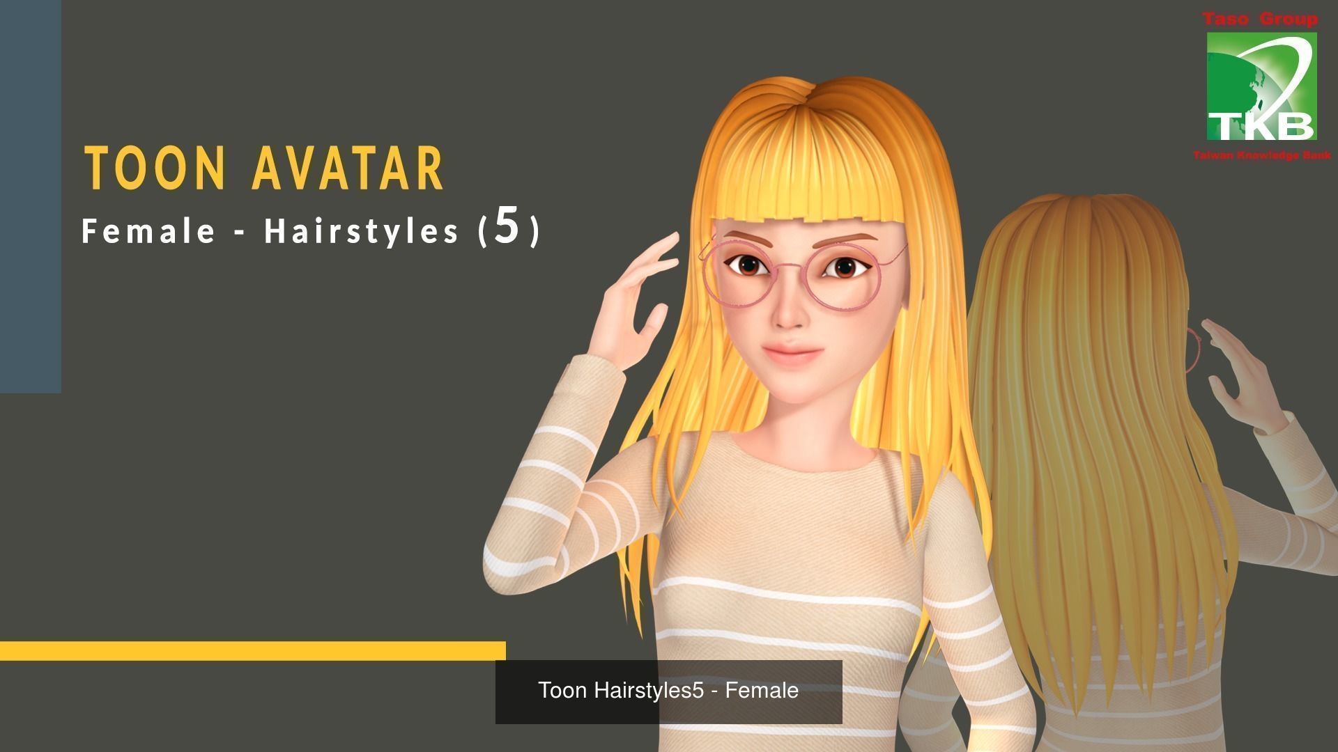 Toon Hairstyles Pack - Female 3D Model Collection_1