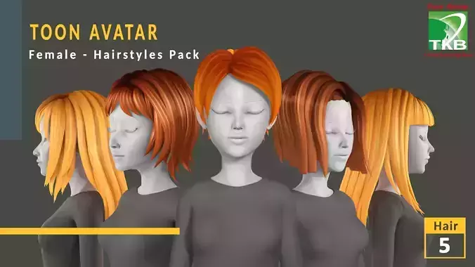 Toon Hairstyles Pack - Female 3D Model Collection Toon Hairstyles Pack - Female 3D Model Collection