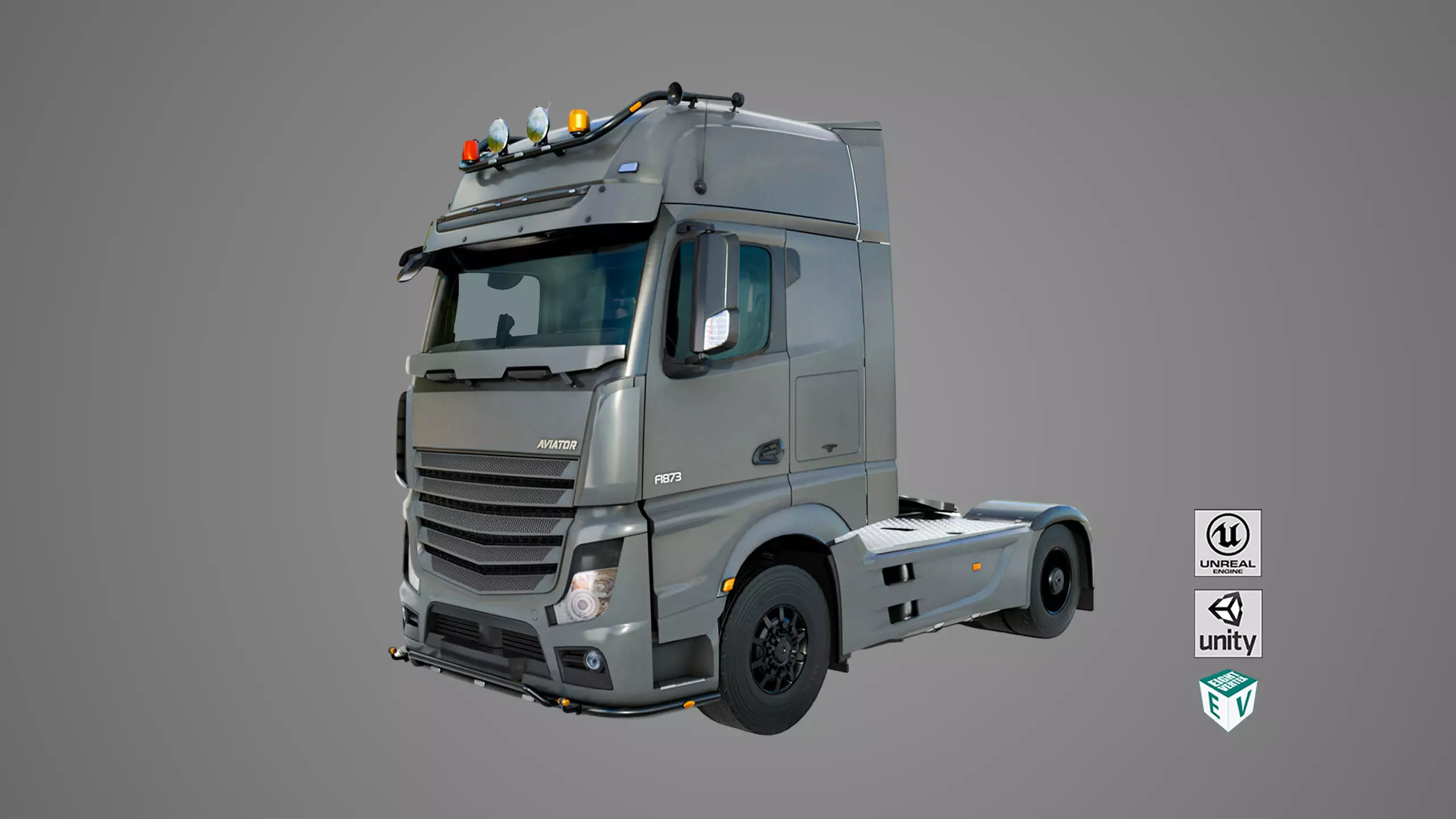Generic Heavy Truck Chassis 03 with Interior All PBR Textures Low-poly 3D model