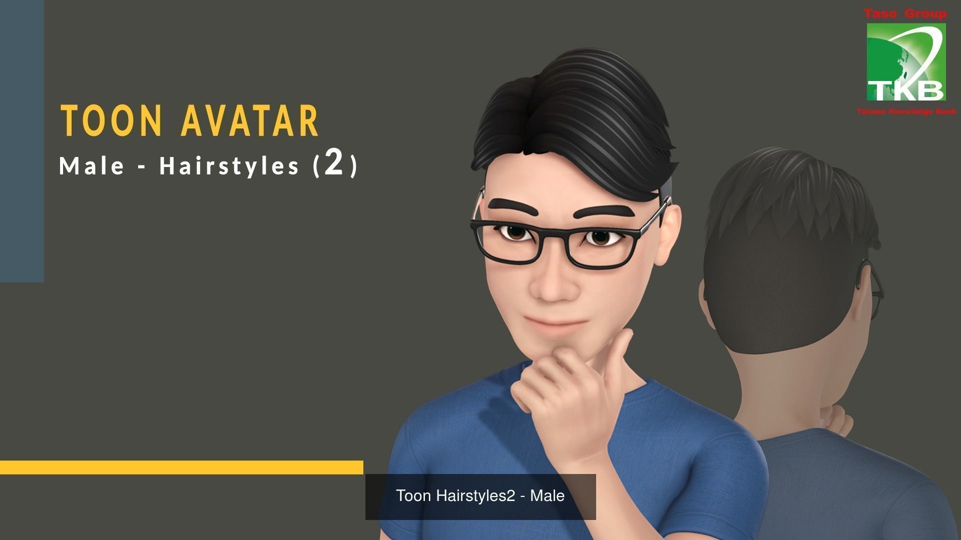 Toon Hairstyles Pack - Male 3D Model Collection_4