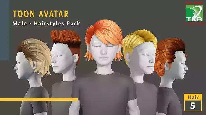 Toon Hairstyles Pack - Male 3D Model Collection