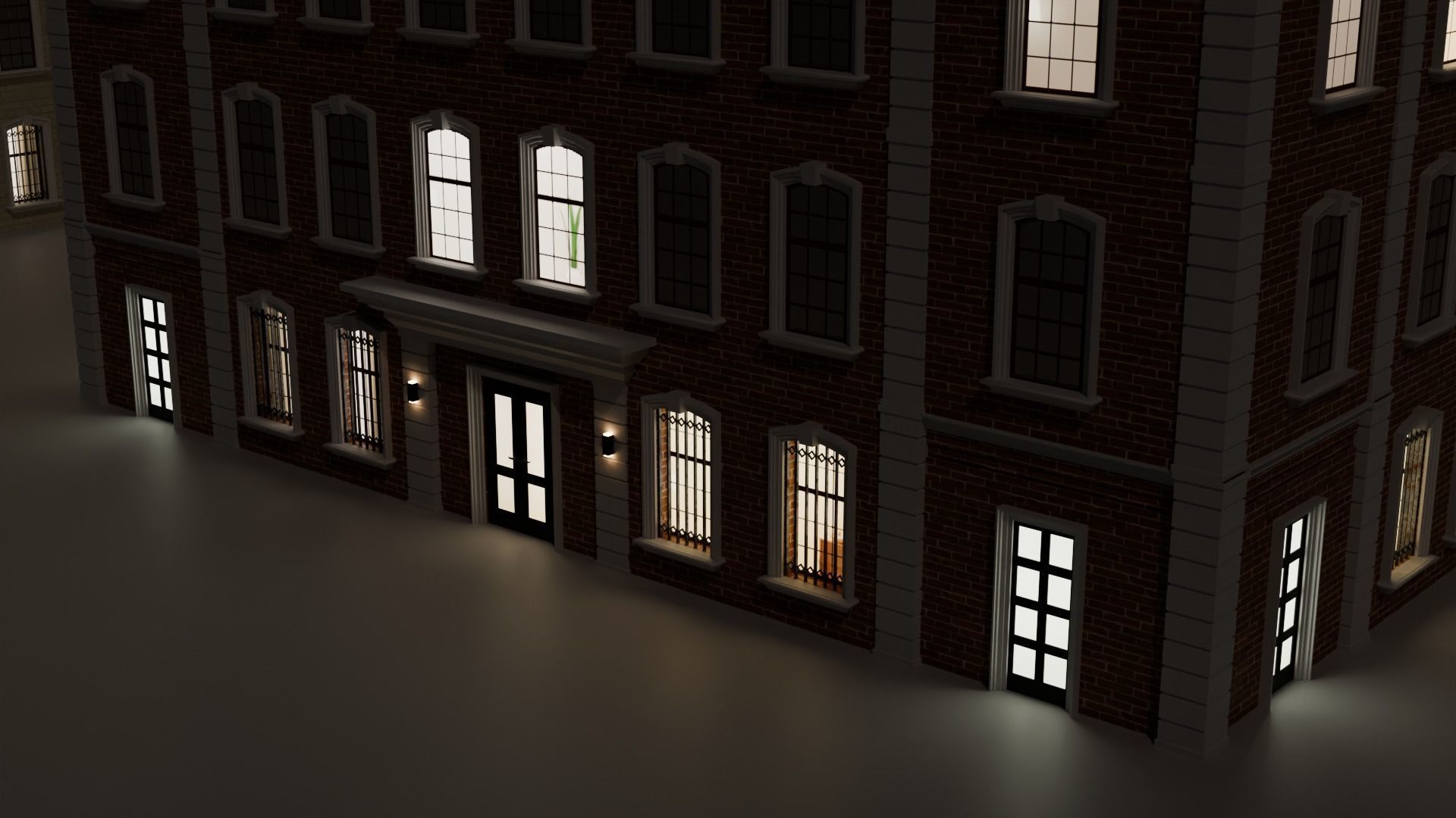 Low-Rise Classic Building Low-poly 3D model_17