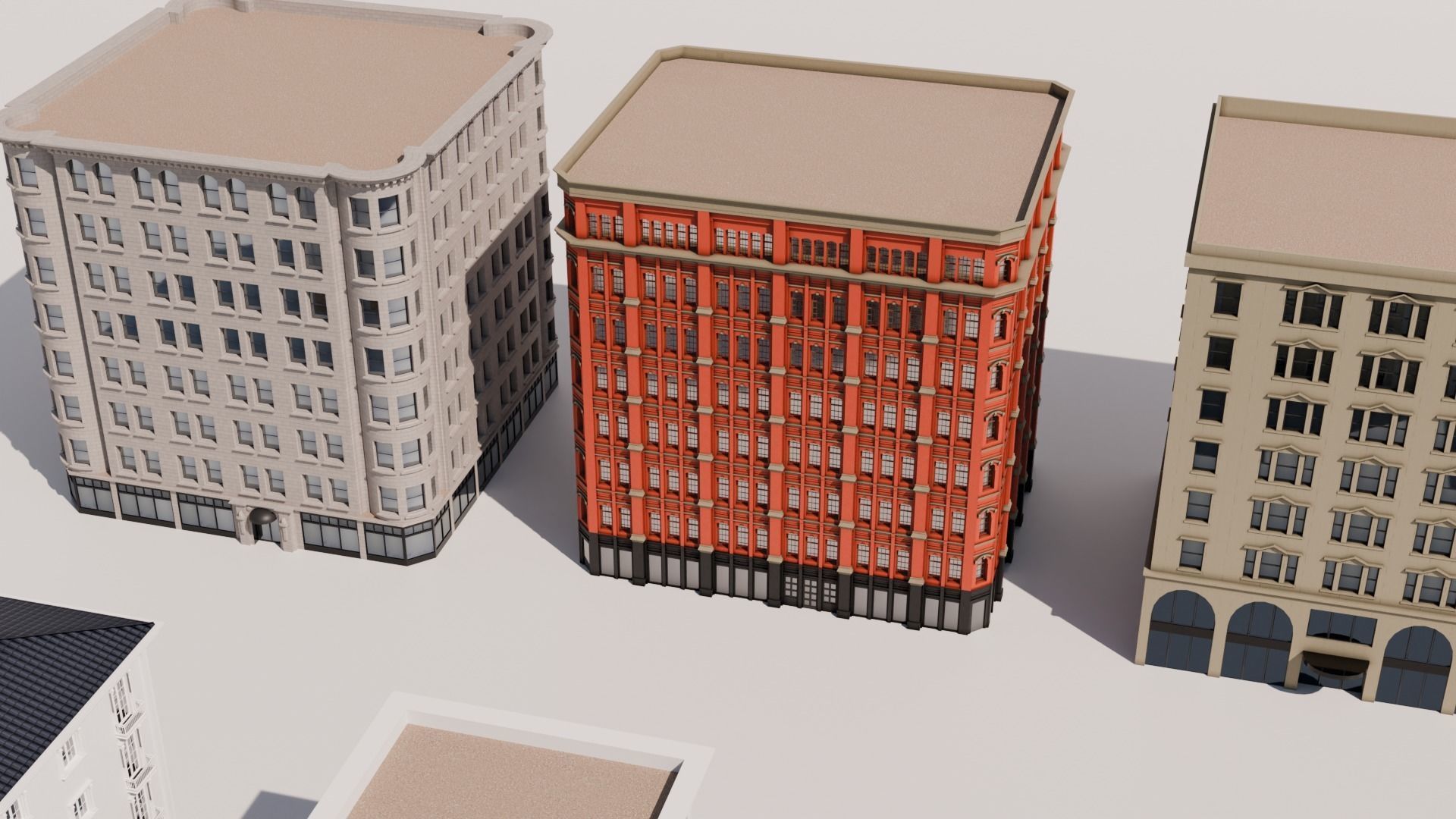 Low-Rise Classic Building Low-poly 3D model_4