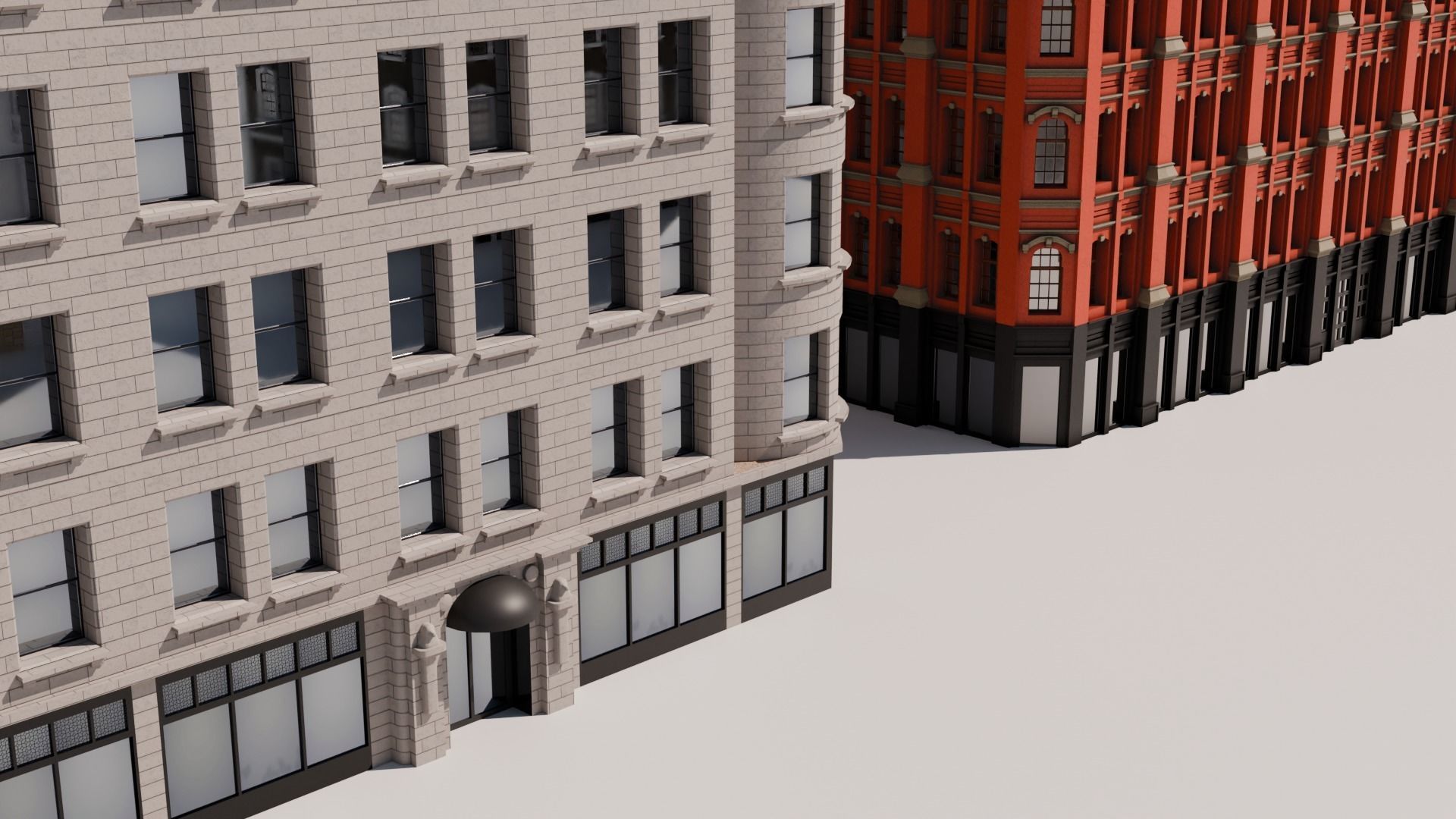 Low-Rise Classic Building Low-poly 3D model_12