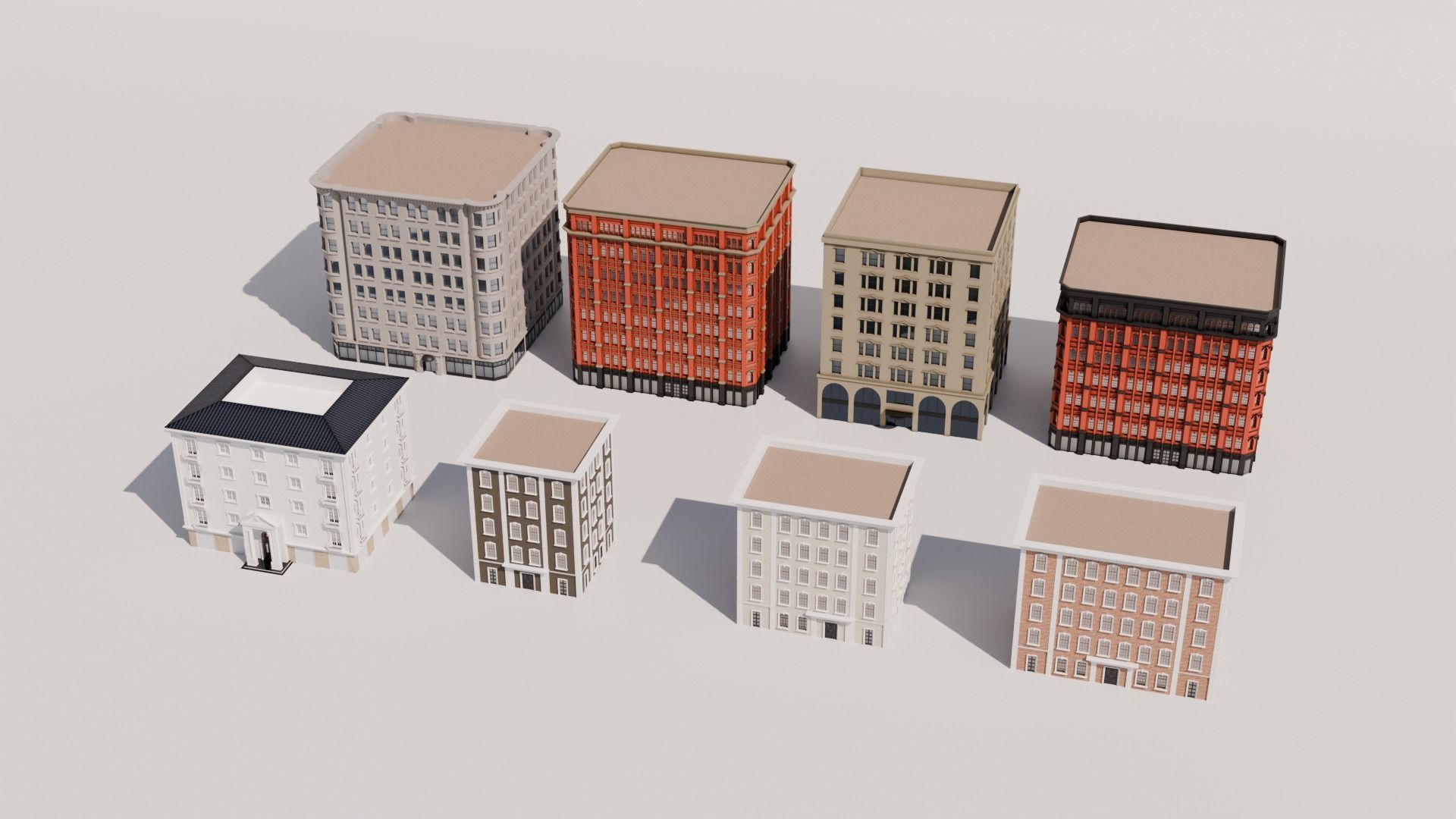 Low-Rise Classic Building Low-poly 3D model_1