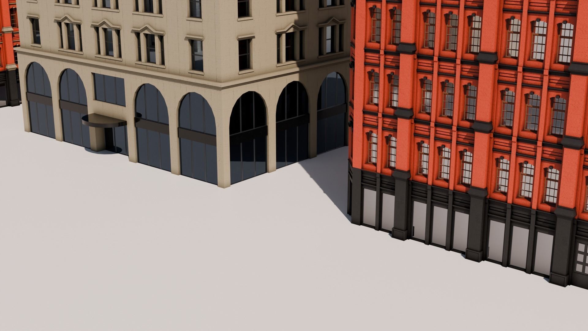 Low-Rise Classic Building Low-poly 3D model_14