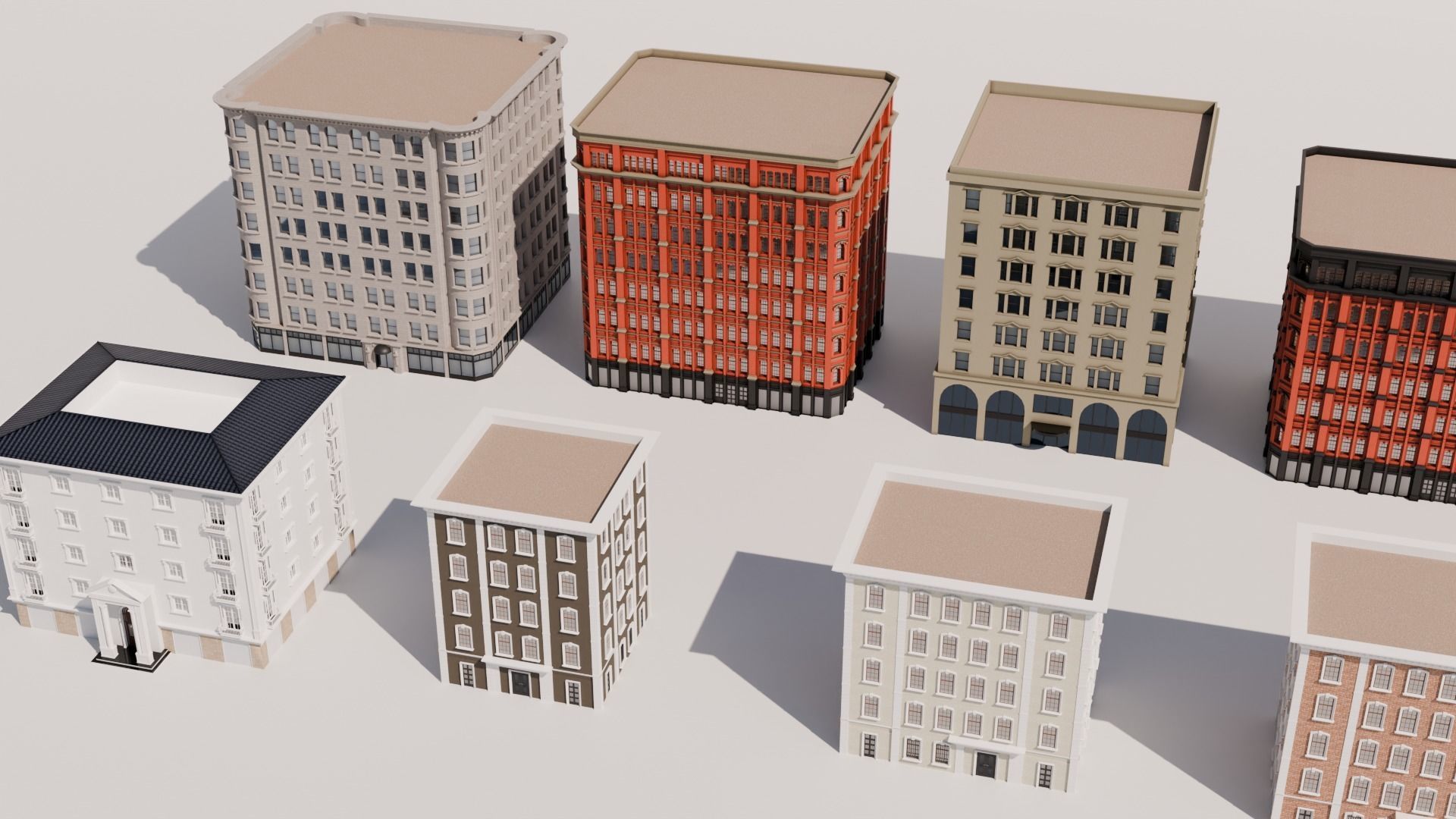 Low-Rise Classic Building Low-poly 3D model_3