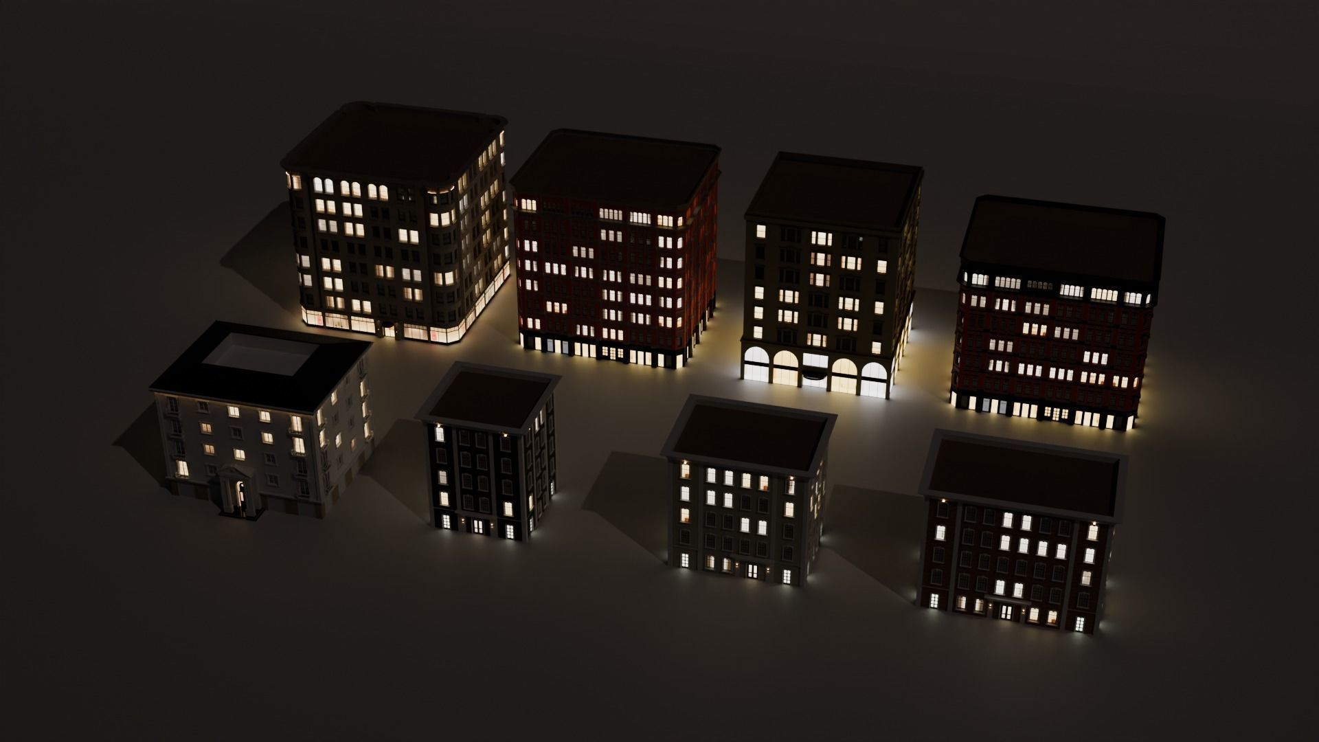 Low-Rise Classic Building Low-poly 3D model_2