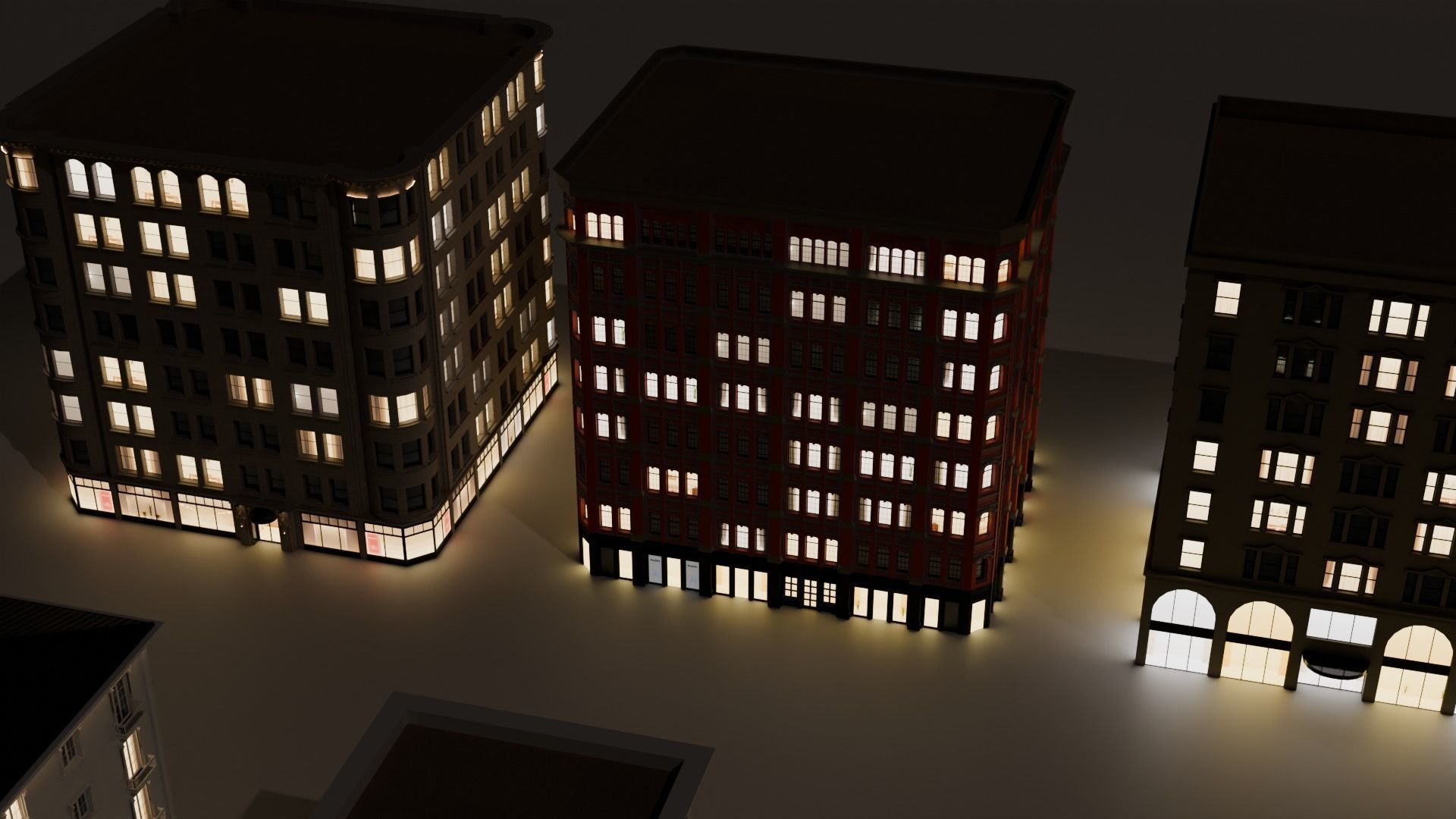 Low-Rise Classic Building Low-poly 3D model_5