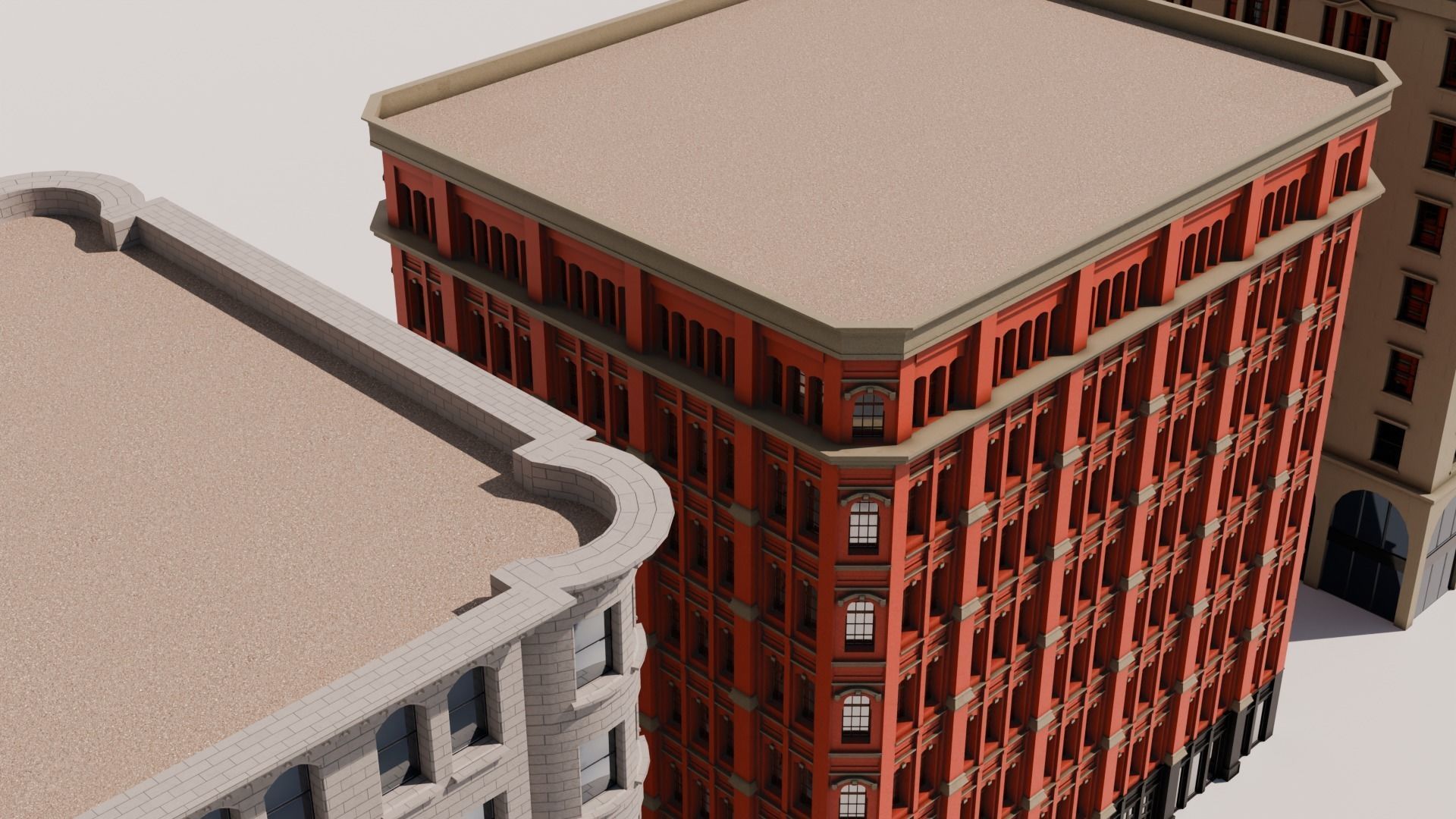 Low-Rise Classic Building Low-poly 3D model_11