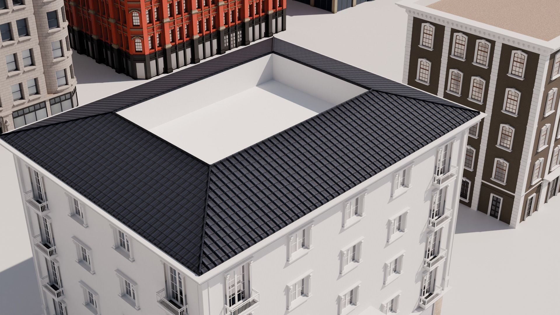 Low-Rise Classic Building Low-poly 3D model_10