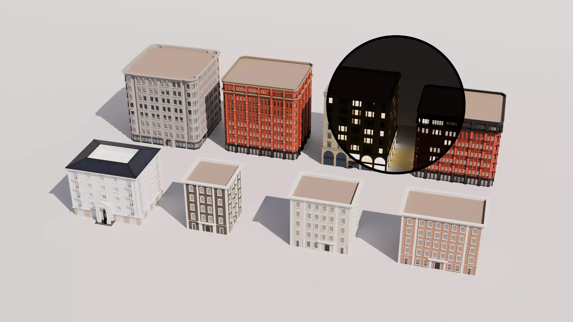 Low-Rise Classic Building Low-poly 3D model_0