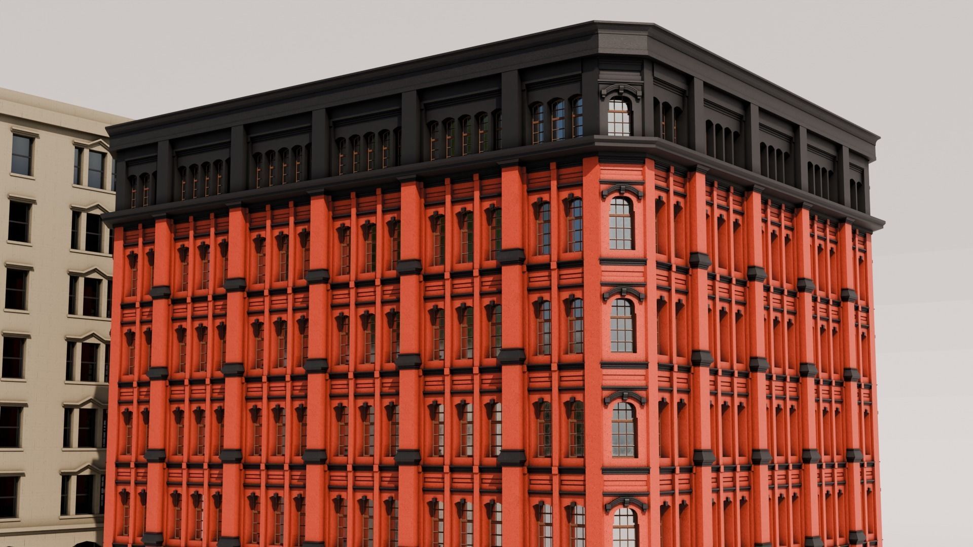 Low-Rise Classic Building Low-poly 3D model_6