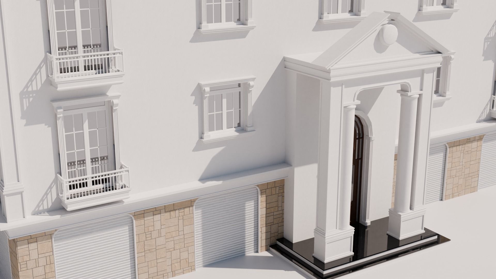 Low-Rise Classic Building Low-poly 3D model_18