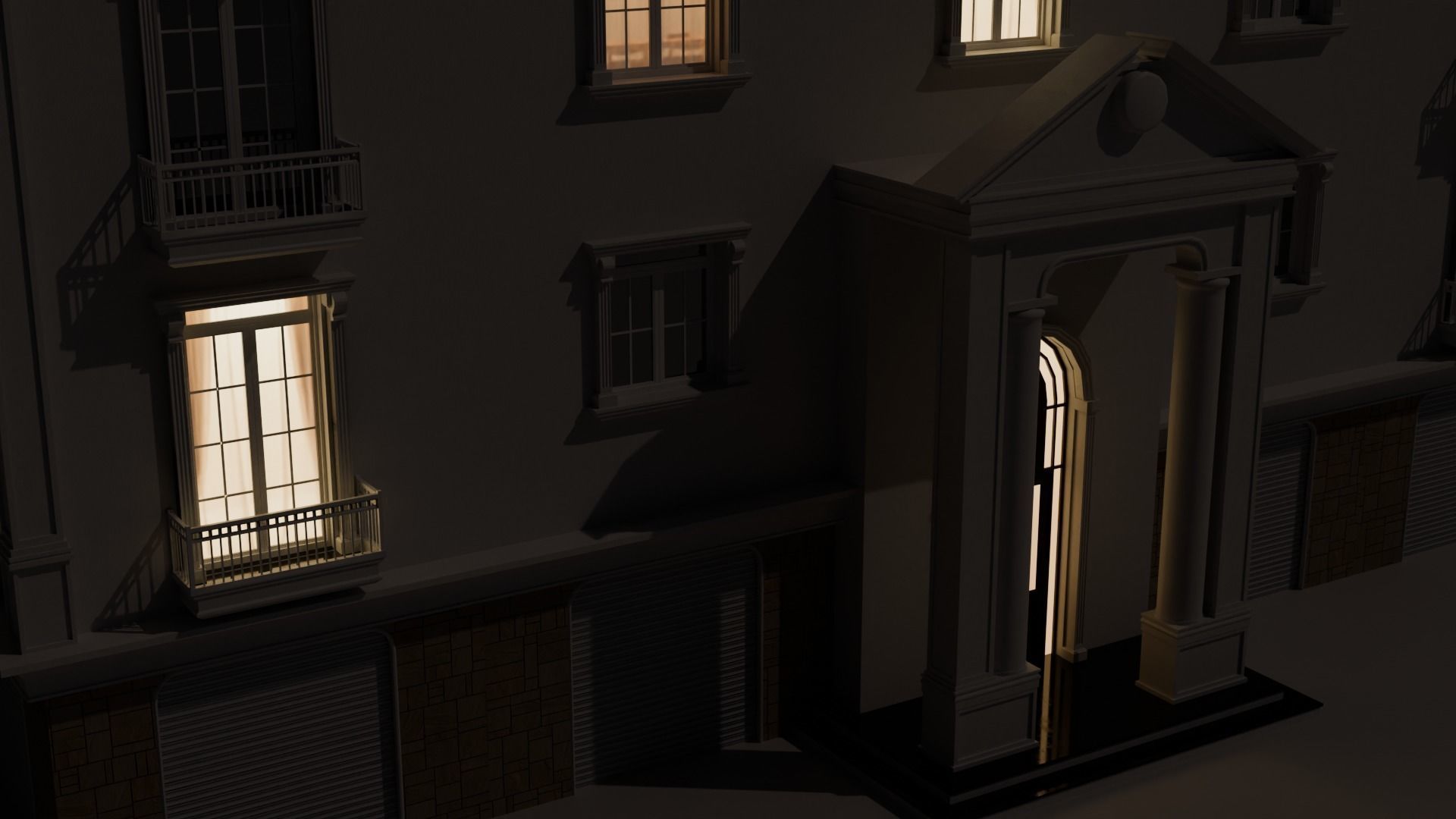 Low-Rise Classic Building Low-poly 3D model_19