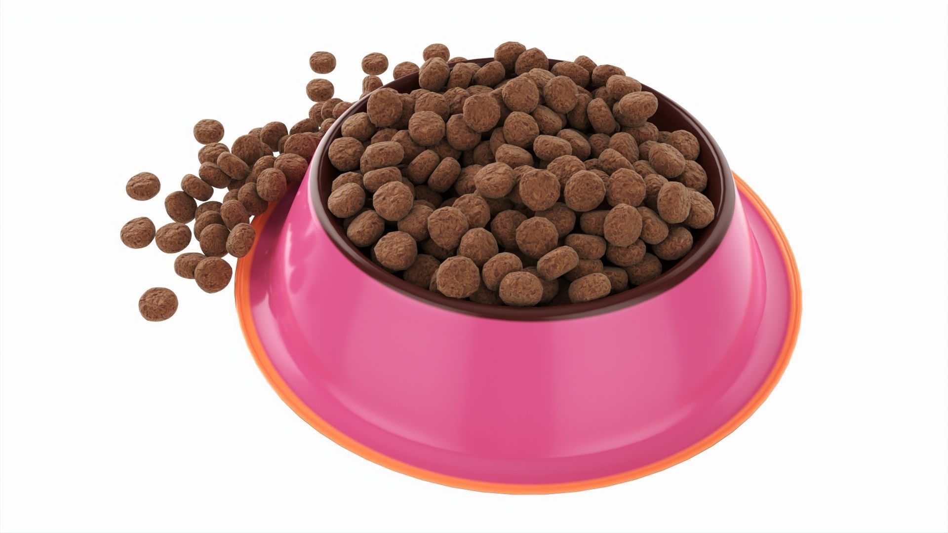Cat food bowl pink with print 3D model_2
