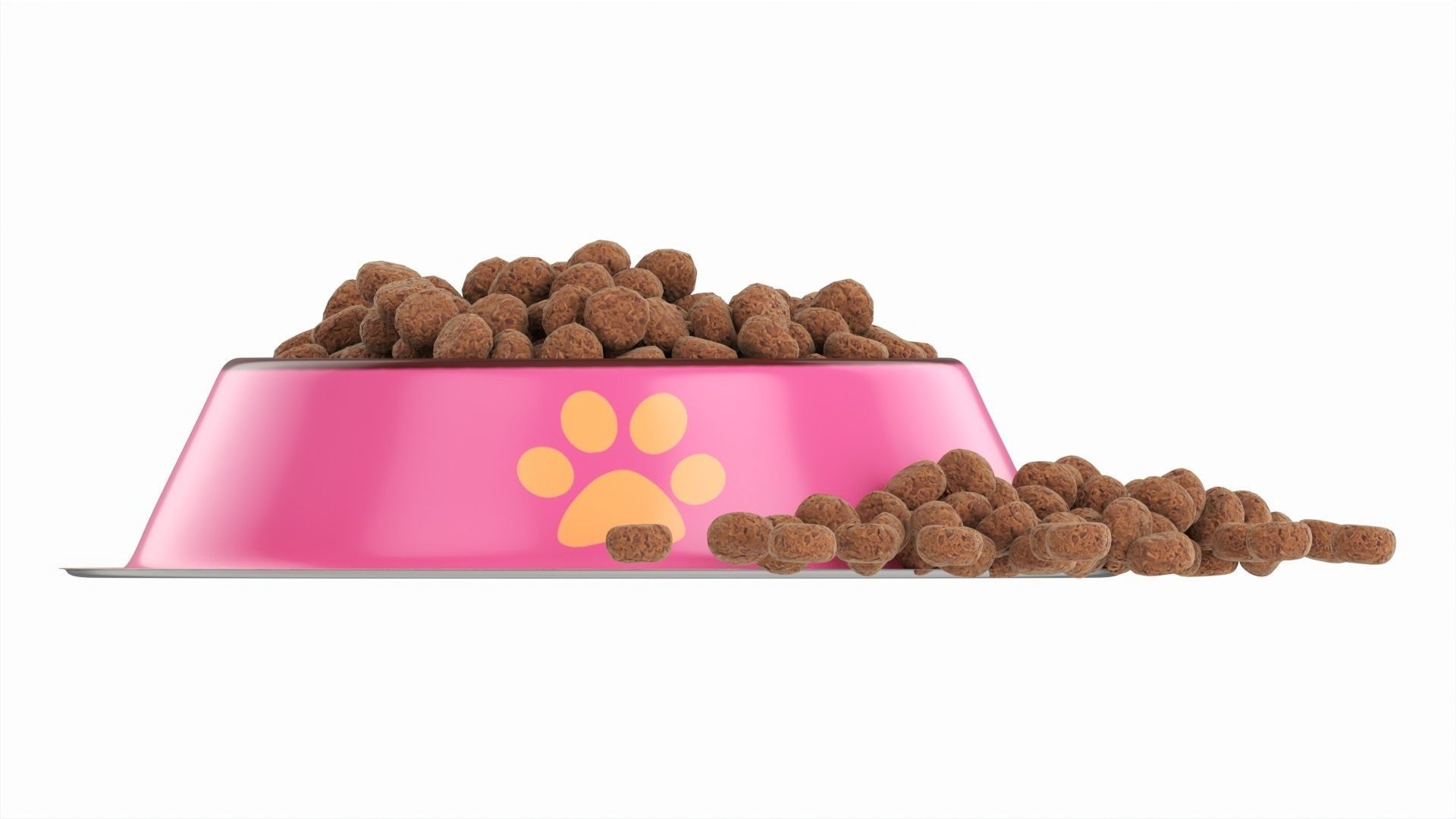 Cat food bowl pink with print 3D model_4