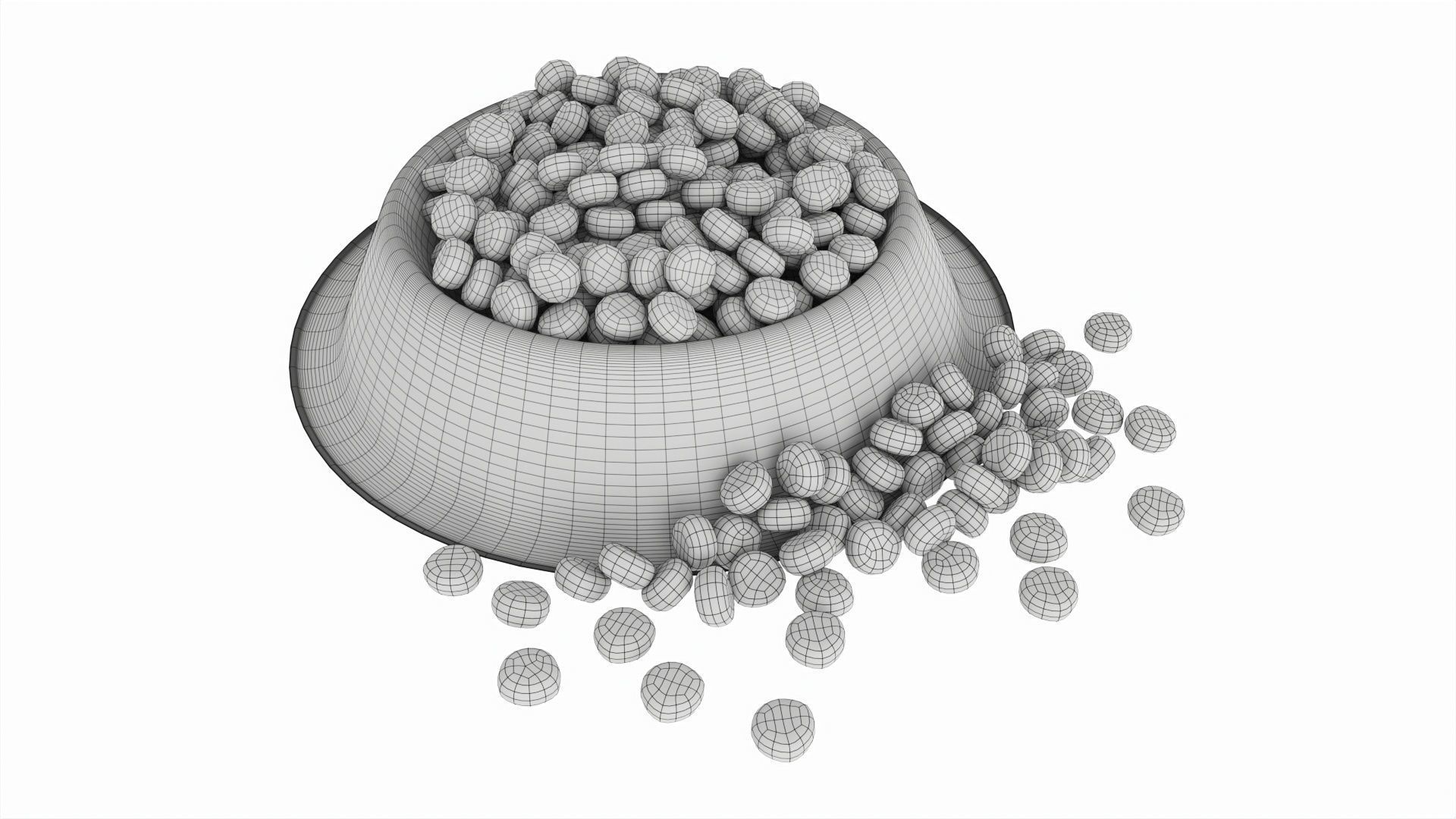 Cat food bowl pink with print 3D model_6