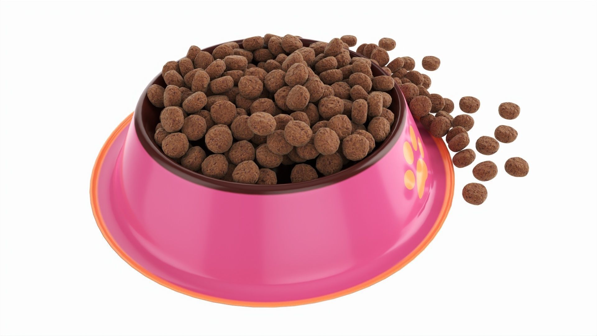 Cat food bowl pink with print 3D model_1