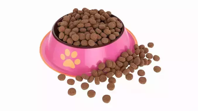 Cat food bowl pink with print