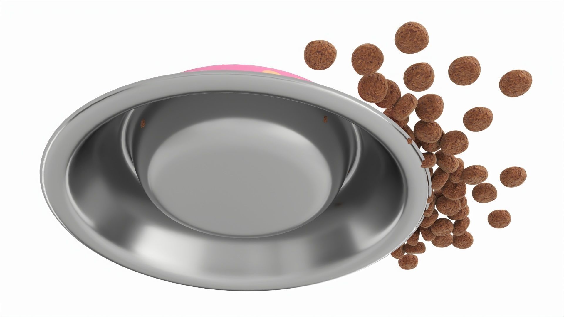 Cat food bowl pink with print 3D model_3
