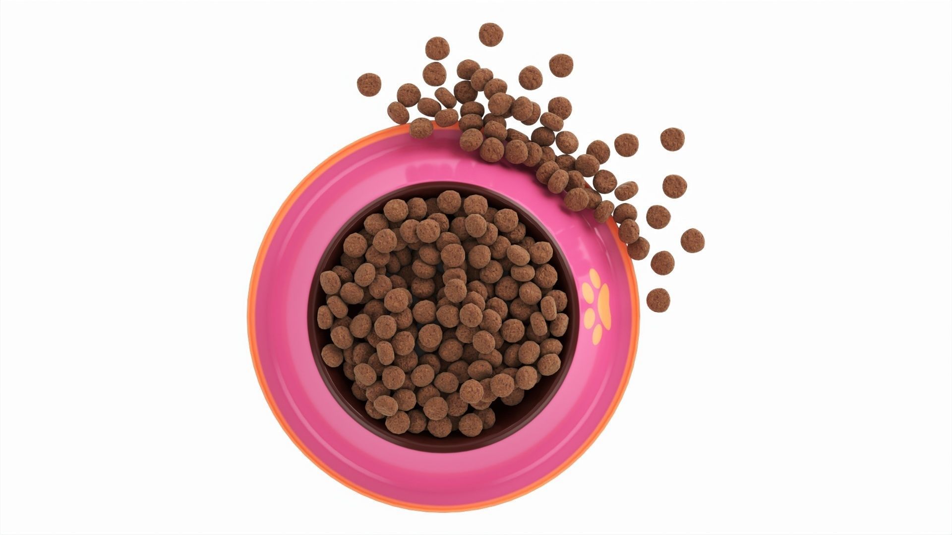 Cat food bowl pink with print 3D model_5