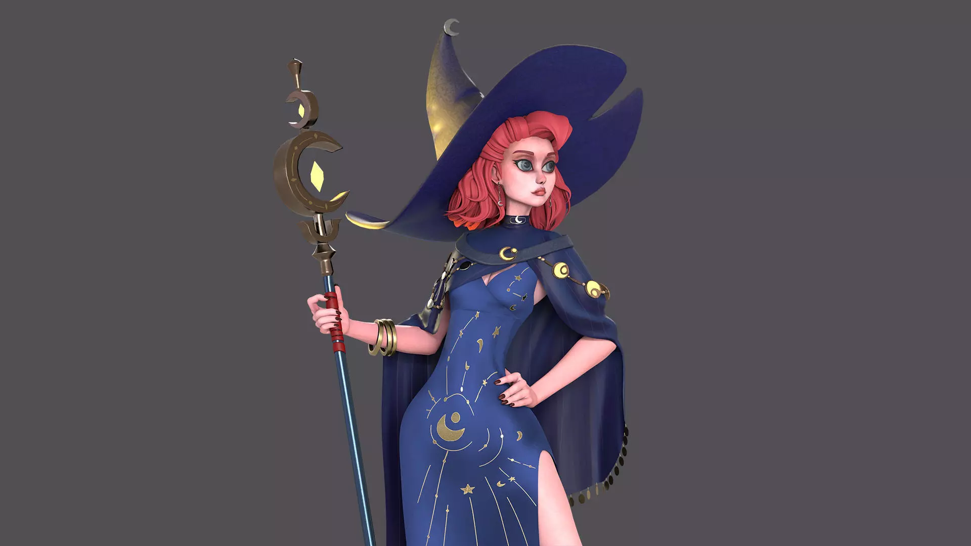 Stylized Witch Character Low-poly 3D model