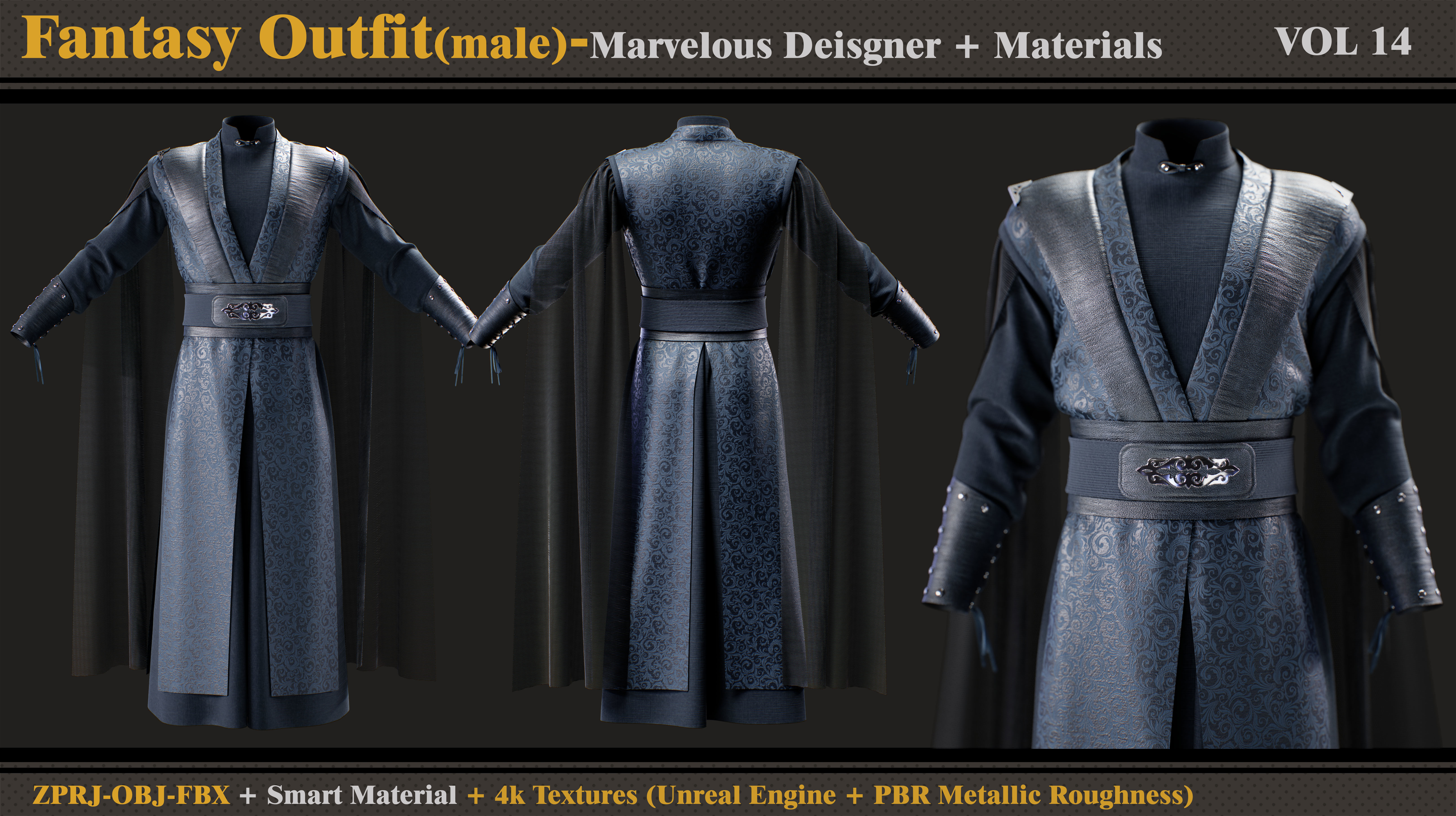 Fantasy Outfit-MD-Clo3d-Smart Material -Textures-OBJ-FBX 3D model_1