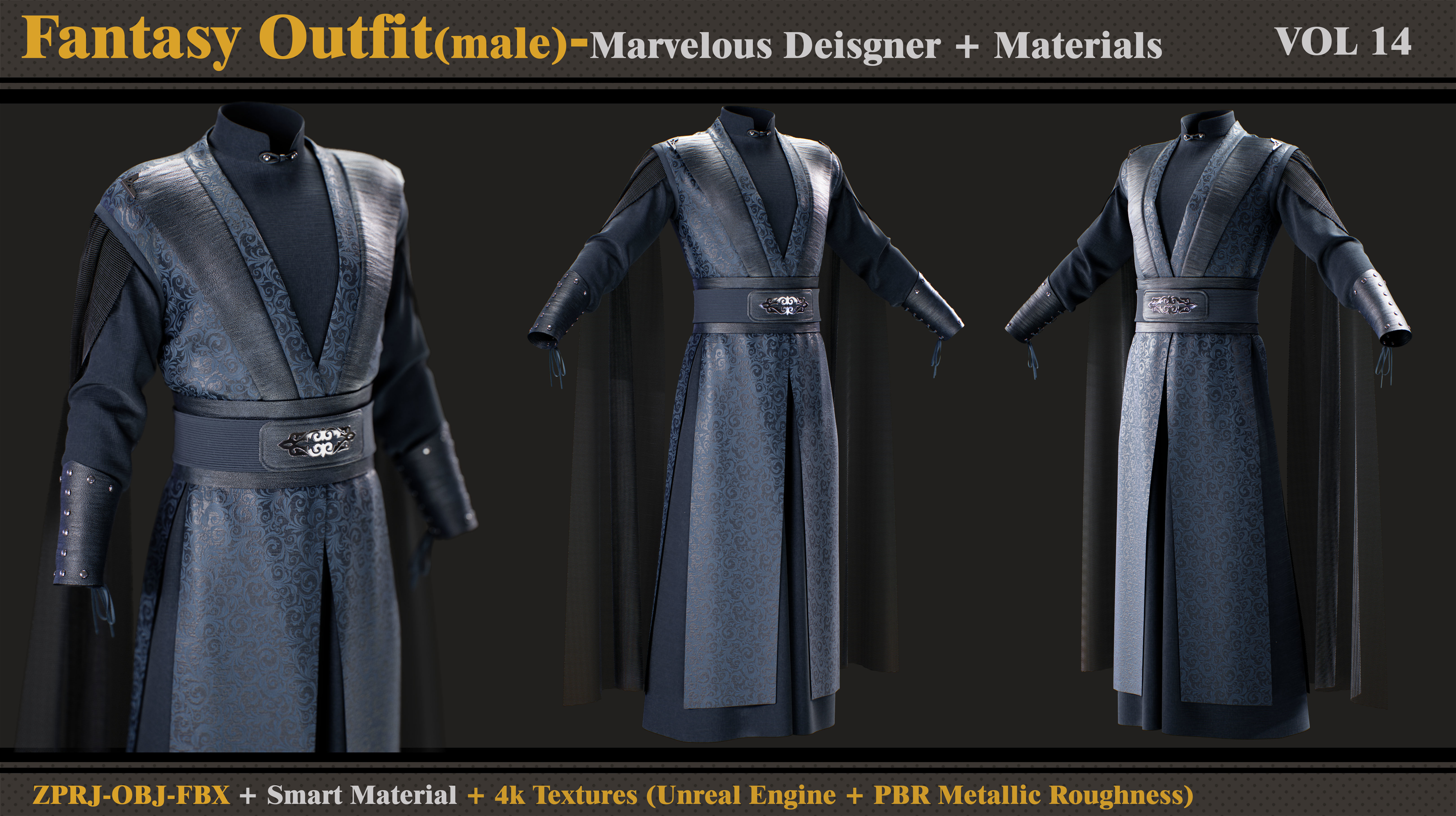 Fantasy Outfit-MD-Clo3d-Smart Material -Textures-OBJ-FBX 3D model_2