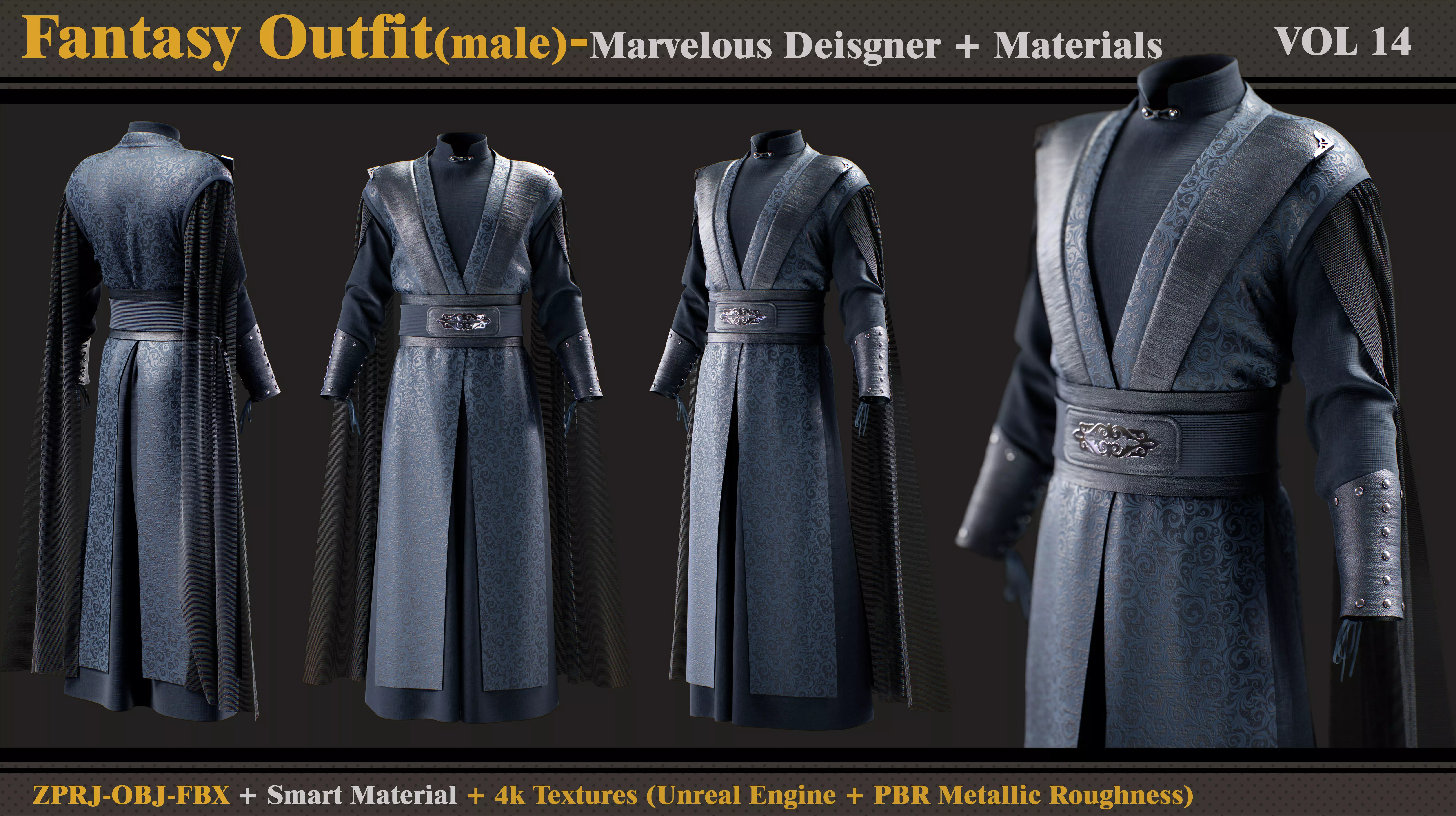 Fantasy Outfit-MD-Clo3d-Smart Material -Textures-OBJ-FBX 3D model_0