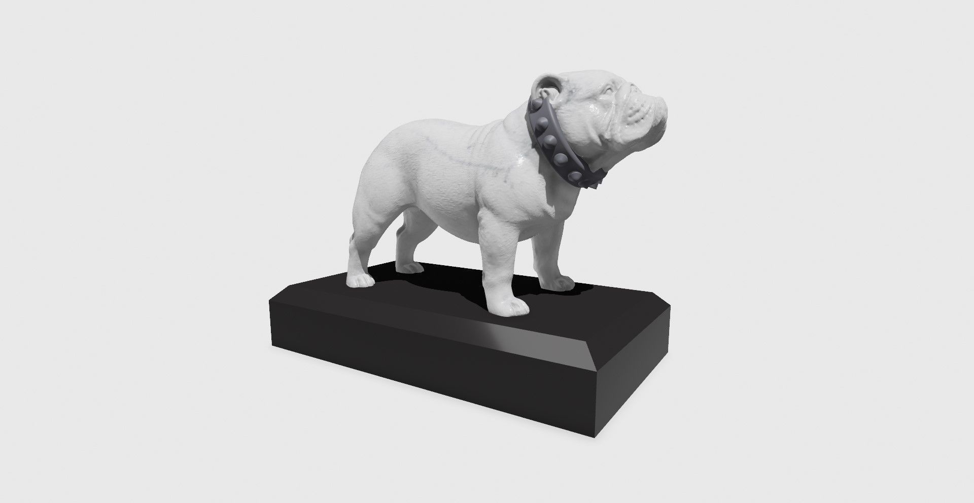 English bulldog HD statue with base 3D print model_2