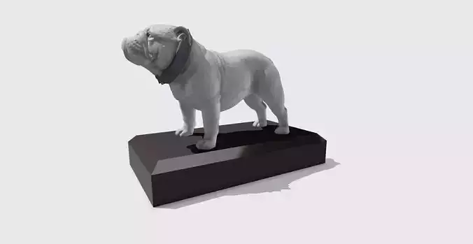 English bulldog HD statue with base