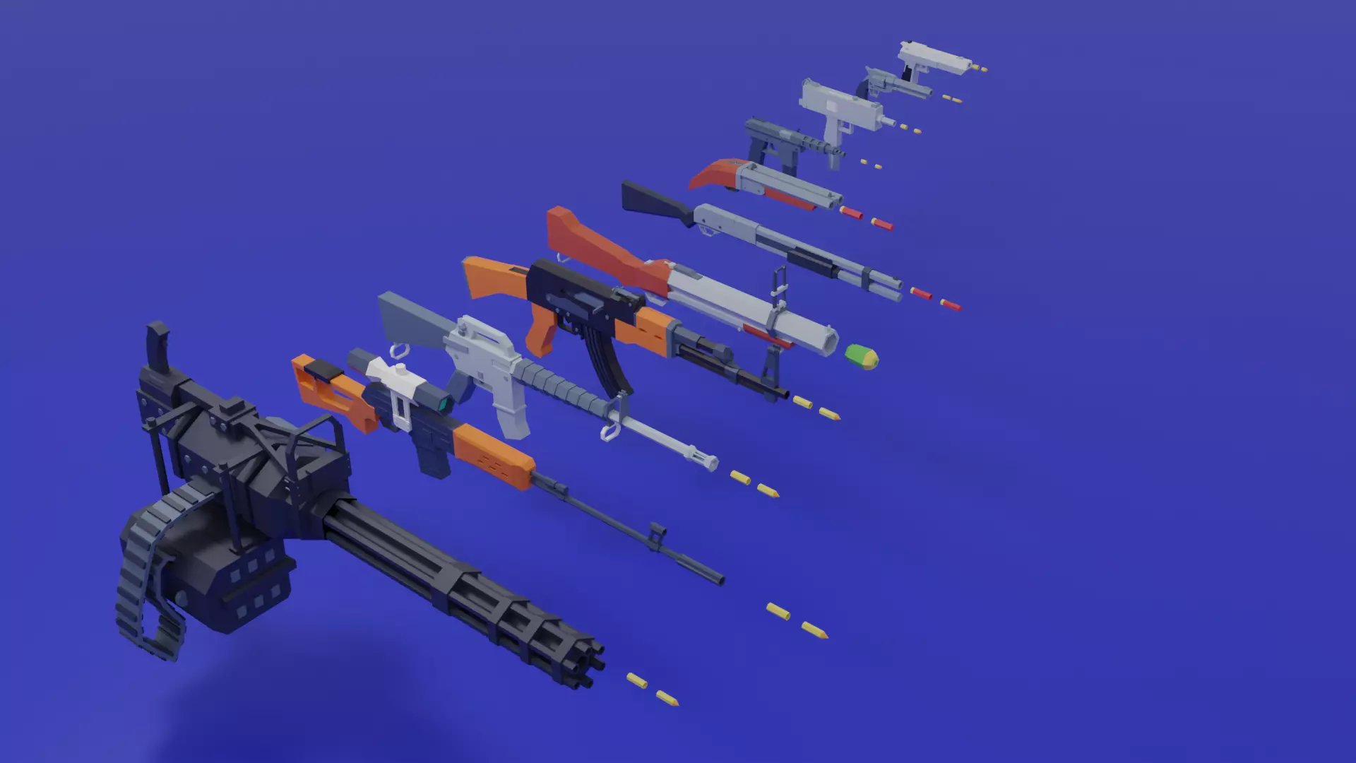 3D Game Low Poly Guns Pack Low-poly 3D model