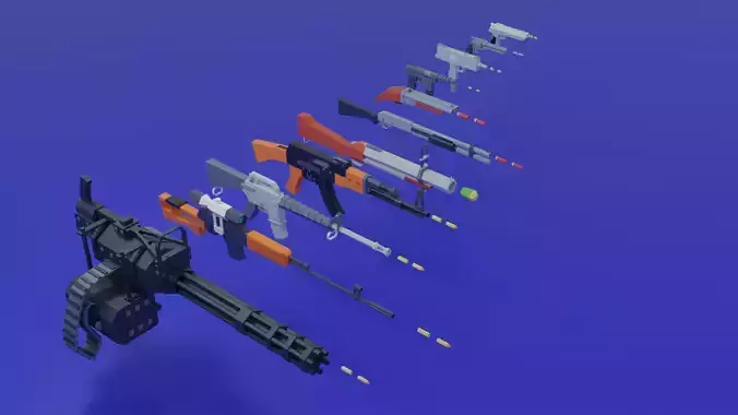 3D Game Low Poly Guns Pack