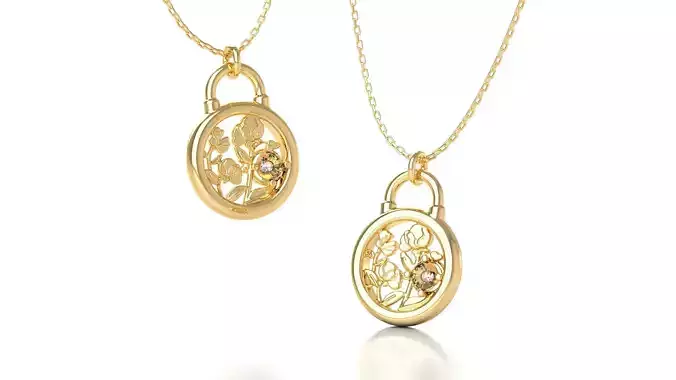 Birthflower Padlock Pendant April 3D print model