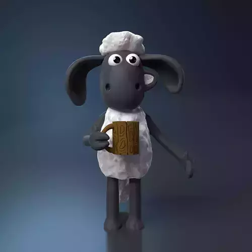 Shawn with coffee mug 3D print model