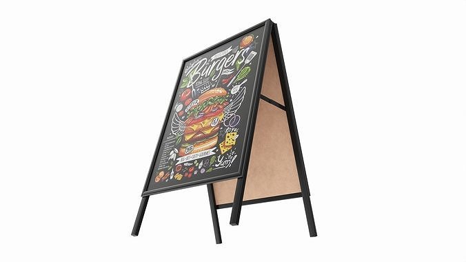 Dual Pavement Sign Poster 3D model 2