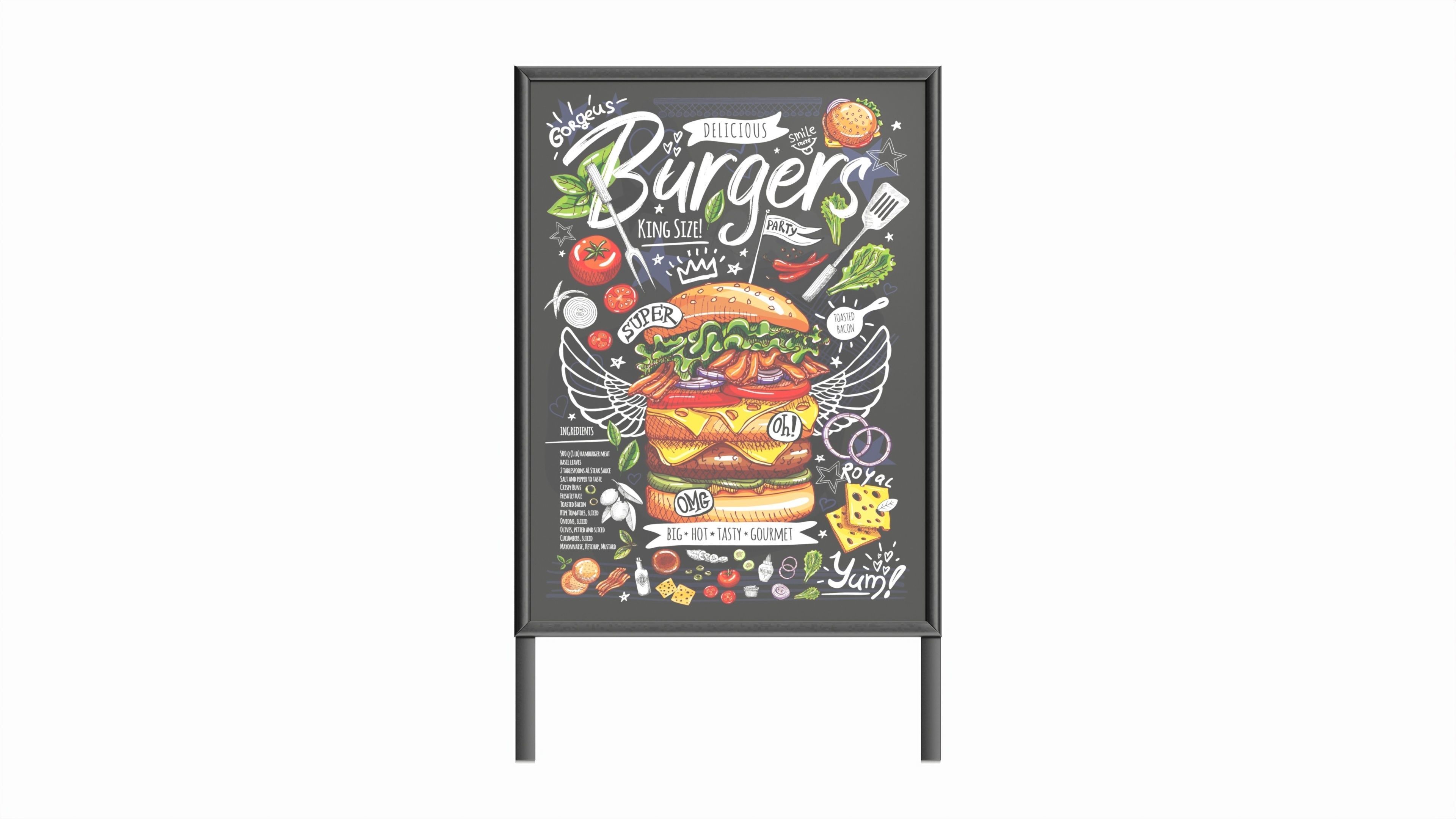 Dual Pavement Sign Poster 3D model_3