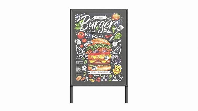 Dual Pavement Sign Poster 3D model 4