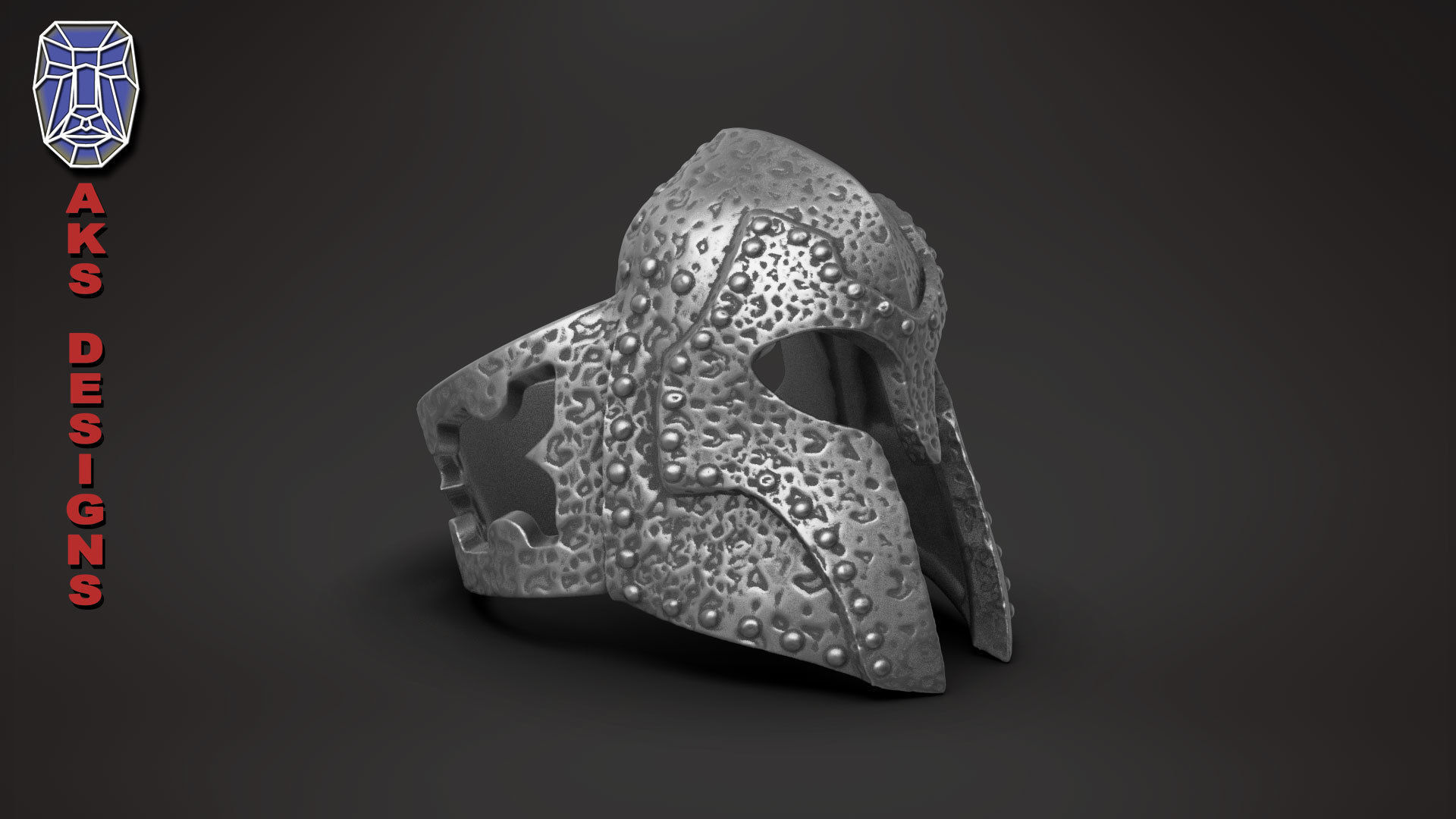 Ring jewelry Skyrim helmet v176  3D print model_11