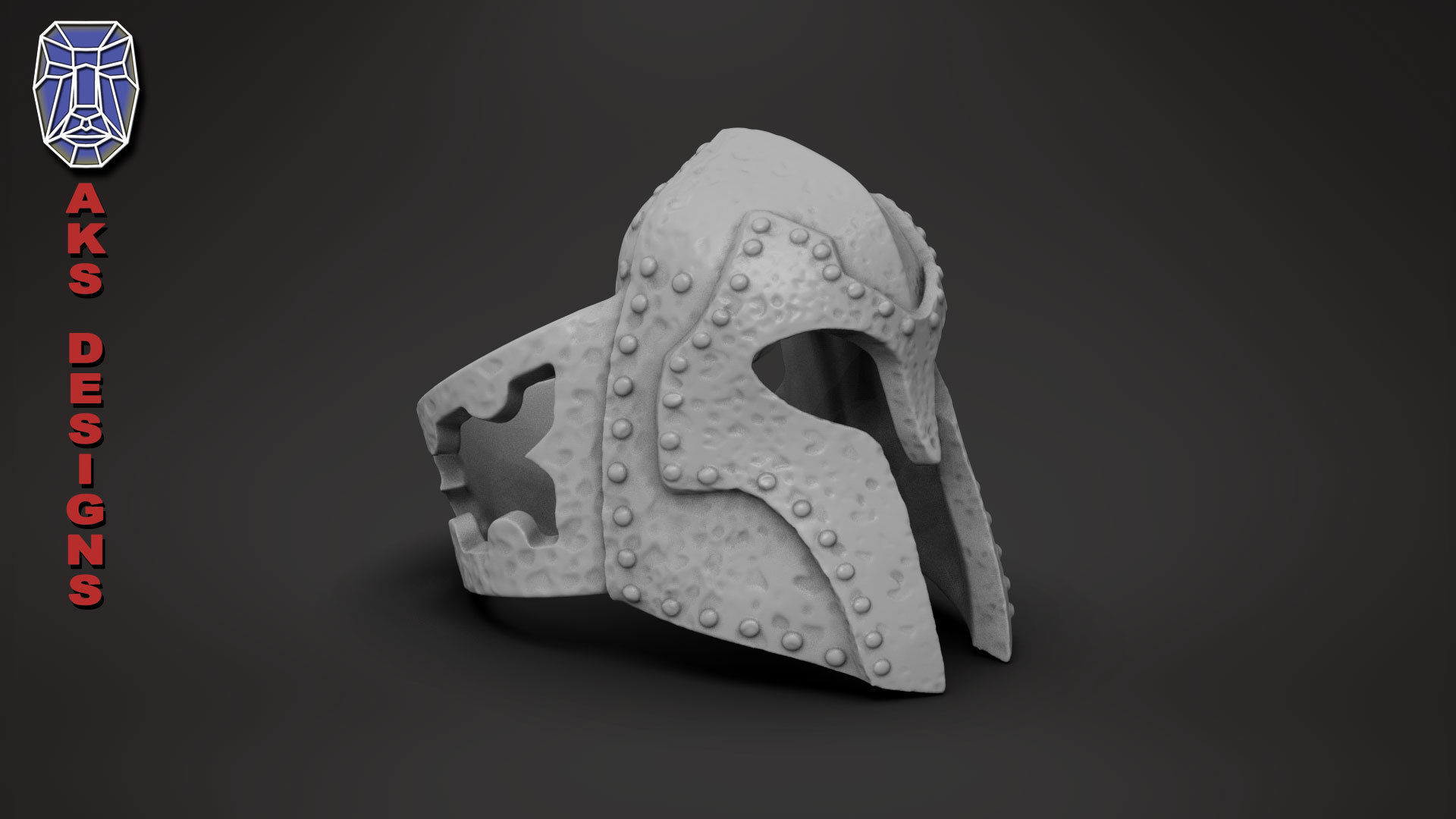 Ring jewelry Skyrim helmet v176  3D print model_17