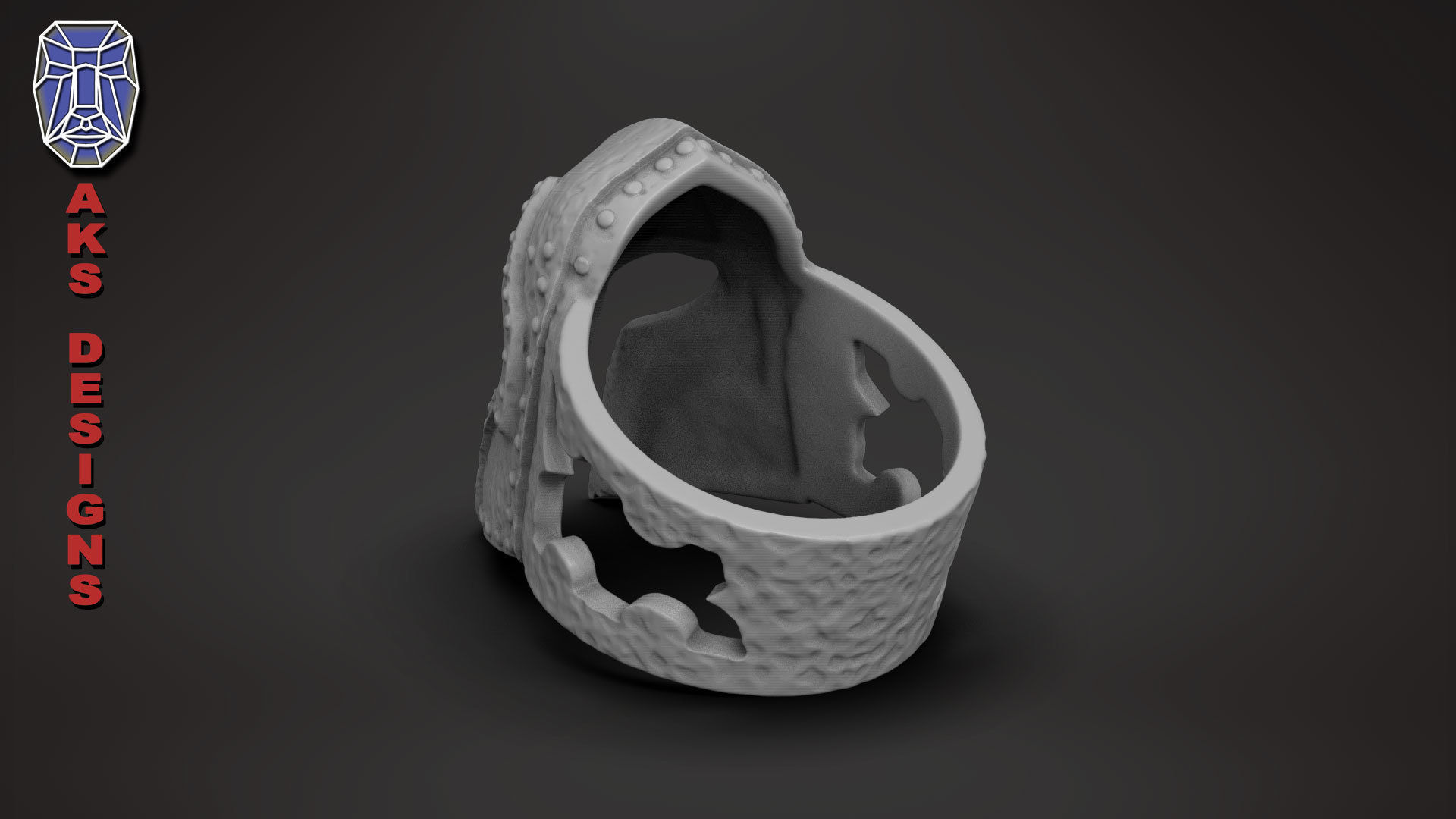Ring jewelry Skyrim helmet v176  3D print model_16
