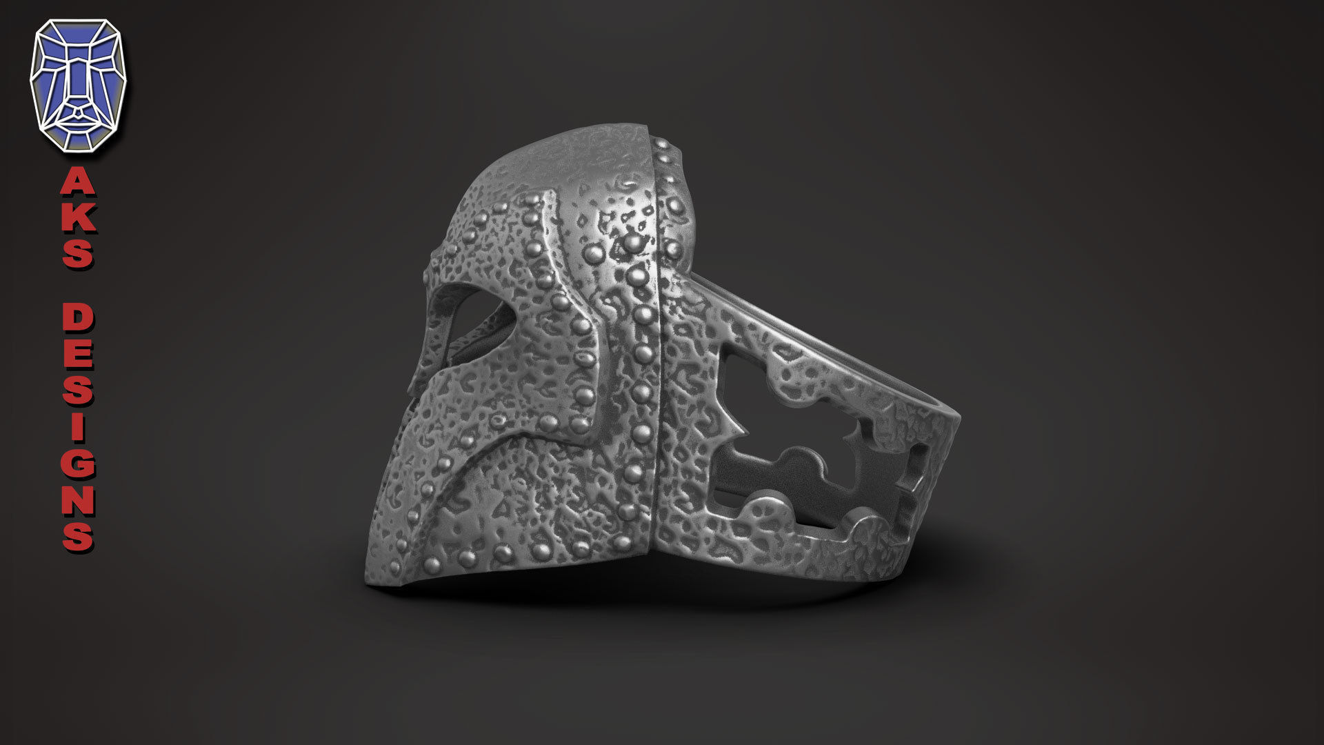 Ring jewelry Skyrim helmet v176  3D print model_9